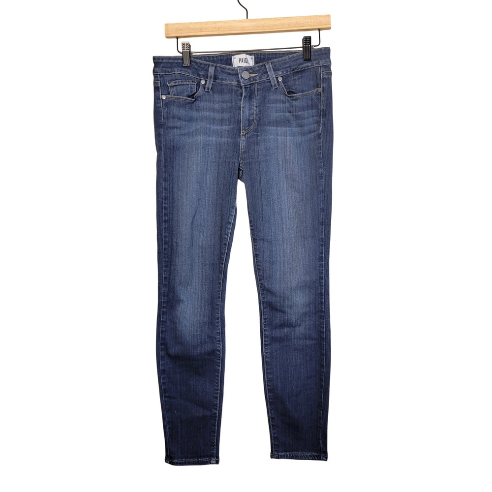 Paige‎ Mid Rise Skinny Jeans Dark Indigo Blue Stretch Denim Size 30